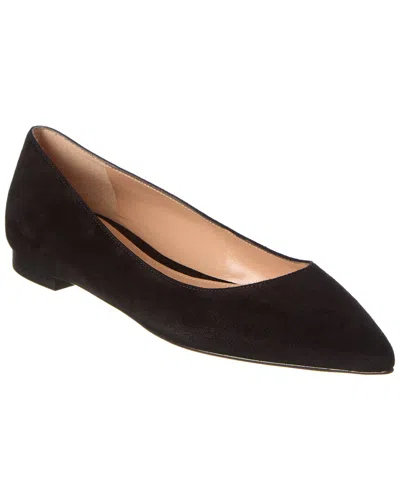 Gianvito Rossi Suede Pointed-toe Ballerina Flats In Black