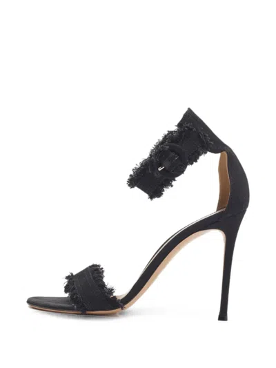 Pre-owned Gianvito Rossi Lola Denm Heeled Sandals In Black