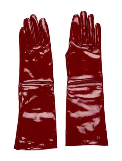 Pre-owned Gianvito Rossi Long Leather Gloves In Red