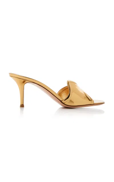 GIANVITO ROSSI LUCREZIA METALLIC LEATHER MULES