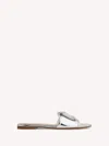 Gianvito Rossi Wavy Metallic Flat Slide Sandals In Silver