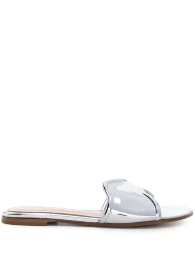 Gianvito Rossi Lucrezia Patent-leather Sandals In Silver