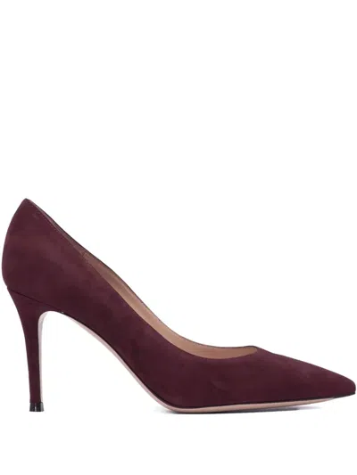 Gianvito Rossi Luggage Leather Pumps In Burgundy
