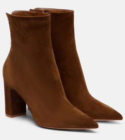 Gianvito Rossi Lyell 85 Suede Ankle Boots In Brown