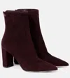 Gianvito Rossi Lyell Suede Ankle Boots In Burgundy