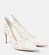 Gianvito Rossi Lyon 85 Leather-trimmed Lace Pumps In White