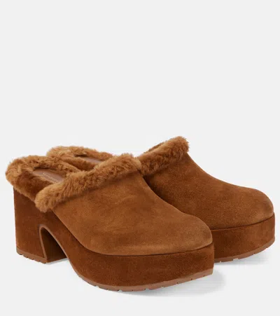 GIANVITO ROSSI LYSS 55 SUEDE PLATFORM CLOGS
