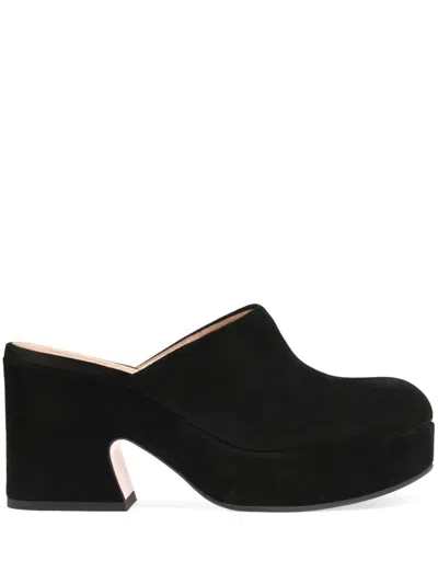 Gianvito Rossi Lyss Suede Platform Clogs In Black