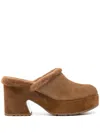 GIANVITO ROSSI 95MM PLATFORM SUEDE MULES - WOMEN'S - CALF SUEDE/RUBBER/LAMB FUR