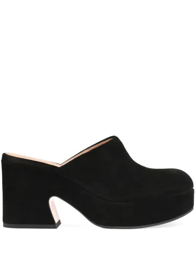 Gianvito Rossi Lyss Suede Platform Clogs In Black