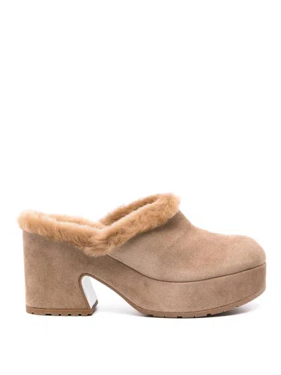 Gianvito Rossi Lyss 55 Clogs With Suede Platform In Brown