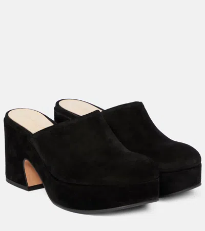 Gianvito Rossi Lyss Suede Platform Clogs In Black