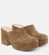 Gianvito Rossi Lyss Suede Platform Mules In Beige
