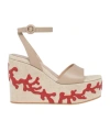 Gianvito Rossi Malia Vitello Glove Paros Nappa Wedges Sand/naturale/tabasco Red In Brown