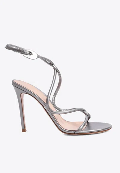 Gianvito Rossi Mamba 105 Leather Heeled Sandals In Silver