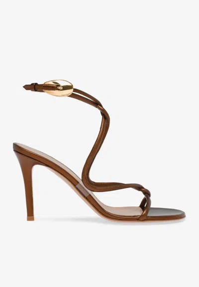 GIANVITO ROSSI MAMBA 85 METALLIC LEATHER SANDALS