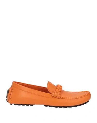Gianvito Rossi Man Loafers Orange Size 10 Leather In Animal Print