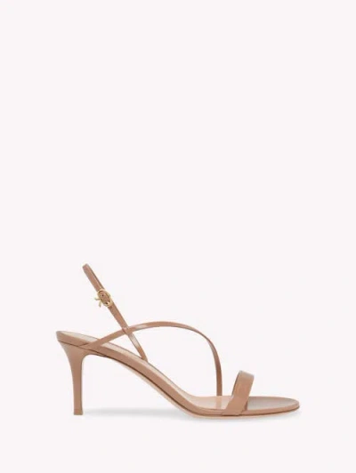 Gianvito Rossi Crepe Satin Stretch Strappy Slingback Sandals In Neutral
