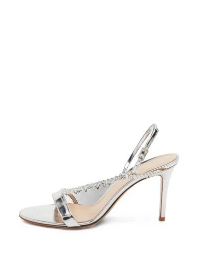 Pre-owned Gianvito Rossi Manhattan Crystal-embellished Sandals In Silver