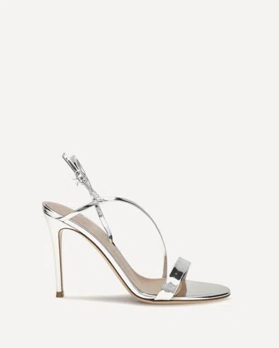 Gianvito Rossi Metallic Leather Manhattan Heeled Sandals 95 In Silver