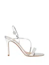 Gianvito Rossi Silver Solid Open Round Toe Heels In Multi