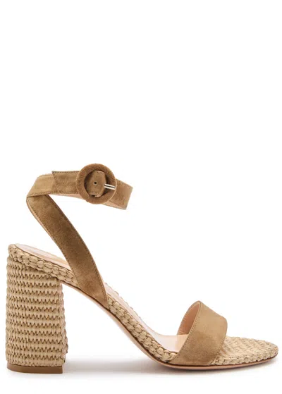 Gianvito Rossi Marbella 90 Raffia And Suede Sandals In Camel