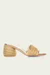 Gianvito Rossi Marbella Metallic Raffia Block Slide Sandals In Gold