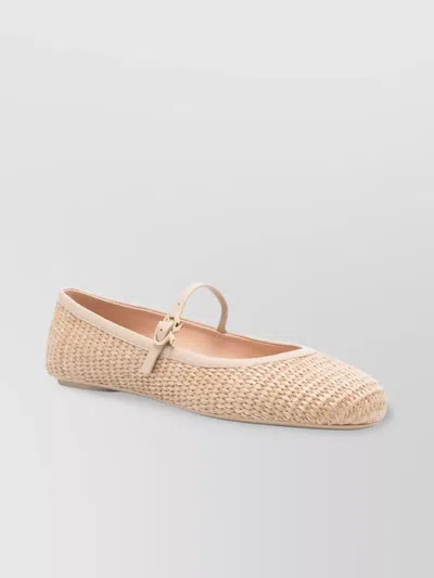 GIANVITO ROSSI MARBELLA+NAPPA WOVEN ROUND TOE BALLERINA