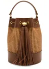 Gianvito Rossi Marbella Raffia And Leather Bucket Bag In Beige
