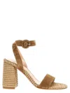 Gianvito Rossi 'riviera' Block Heel Sandals In Beige