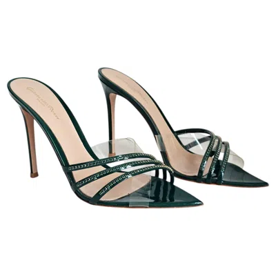 Pre-owned Gianvito Rossi Marea Green Patent Plexi Crystal Mules Eu 41 Us 11 Fits 10