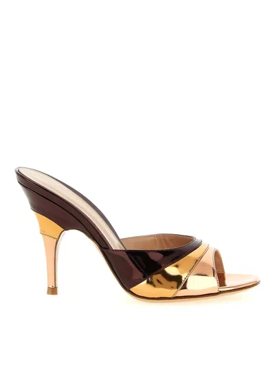 Gianvito Rossi Metallic Finish Stiletto Heel Open Back Mules In Brown
