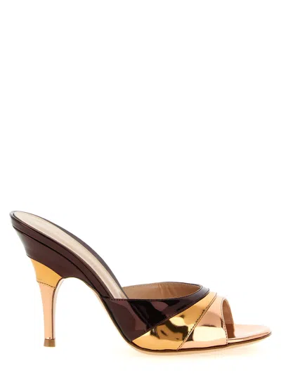 Gianvito Rossi Metallic Finish Stiletto Heel Open Back Mules In Brown
