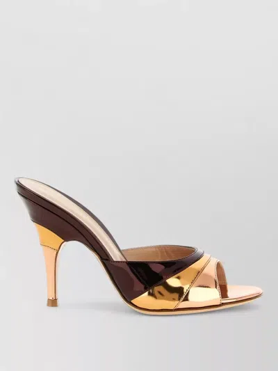 Gianvito Rossi Metallic Finish Stiletto Heel Open Back Mules In Brown