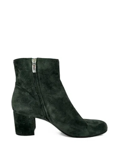 Pre-owned Gianvito Rossi Margaux Block-heel Ankle Boots In Green