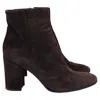 Gianvito Rossi Joelle Round Toe Block Heel Ankle Boots In Brown