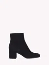 Gianvito Rossi Joelle Round Toe Block Heel Ankle Boots In Black Suede