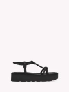 Gianvito Rossi Open Toe Flatform Leather Sandals In Black Nappa