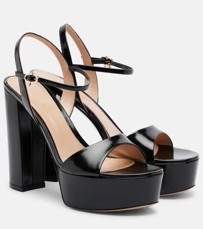 Gianvito Rossi Marlena Leather Platform Sandals In Black