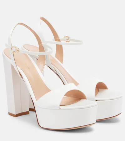 Gianvito Rossi Marlena Satin Platform Sandals In White