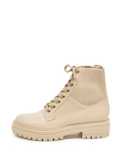 Pre-owned Gianvito Rossi Martis Lace-up Combat Boots In Neutral