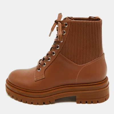 Pre-owned Gianvito Rossi Martis Size 36.5 Brown Leather Combat Boots