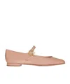 Gianvito Rossi Womens  Carla Ribbon-buckle Leather Flats In Nude