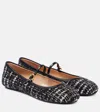 Gianvito Rossi Carla Leather-trimmed Tweed Mary Jane Ballet Flats In Black