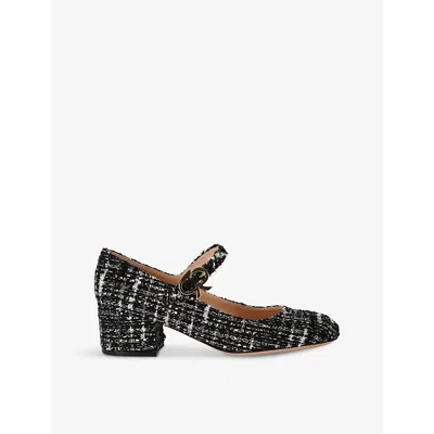 GIANVITO ROSSI WOMENS BLK/WHITE MARY RIBBON 45 BOUCLÉ HEELED COURTS EUR 39 / 6 UK