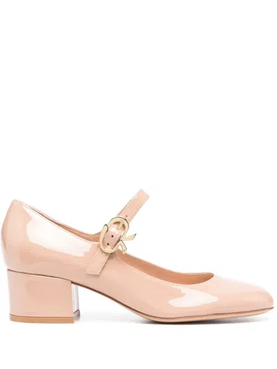 Gianvito Rossi Mary Ribbon 50mm Patent Leather Pumps In Neutrals