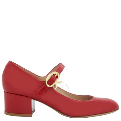 Gianvito Rossi Mary Ribbon Block Heel Pumps In Red