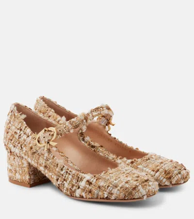 Gianvito Rossi Mary Ribbon 45 Bouclé Mary Jane Pumps In Pink