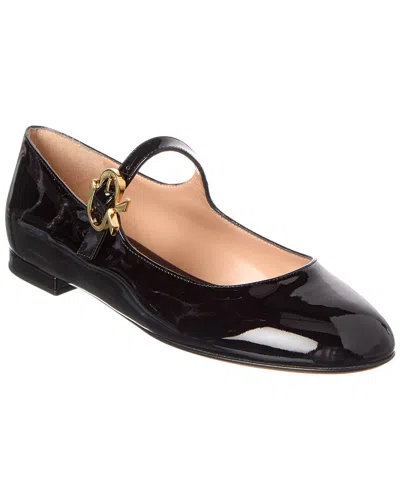 Gianvito Rossi Mary Ribbon Patent Flat In Black