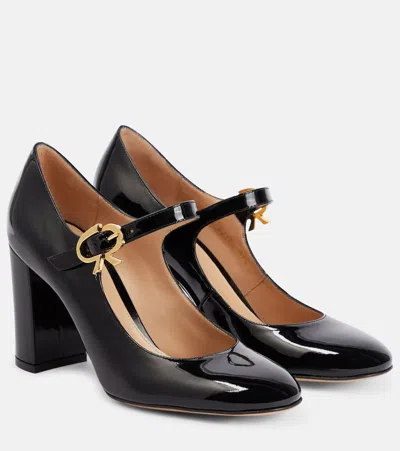 Gianvito Rossi Mary Ribbon Patent Leather Pumps In Black